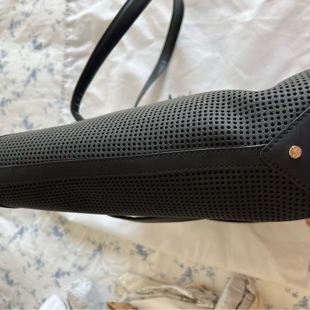 Elegant Black Perforated Tote Bag - Picture 5 of 15